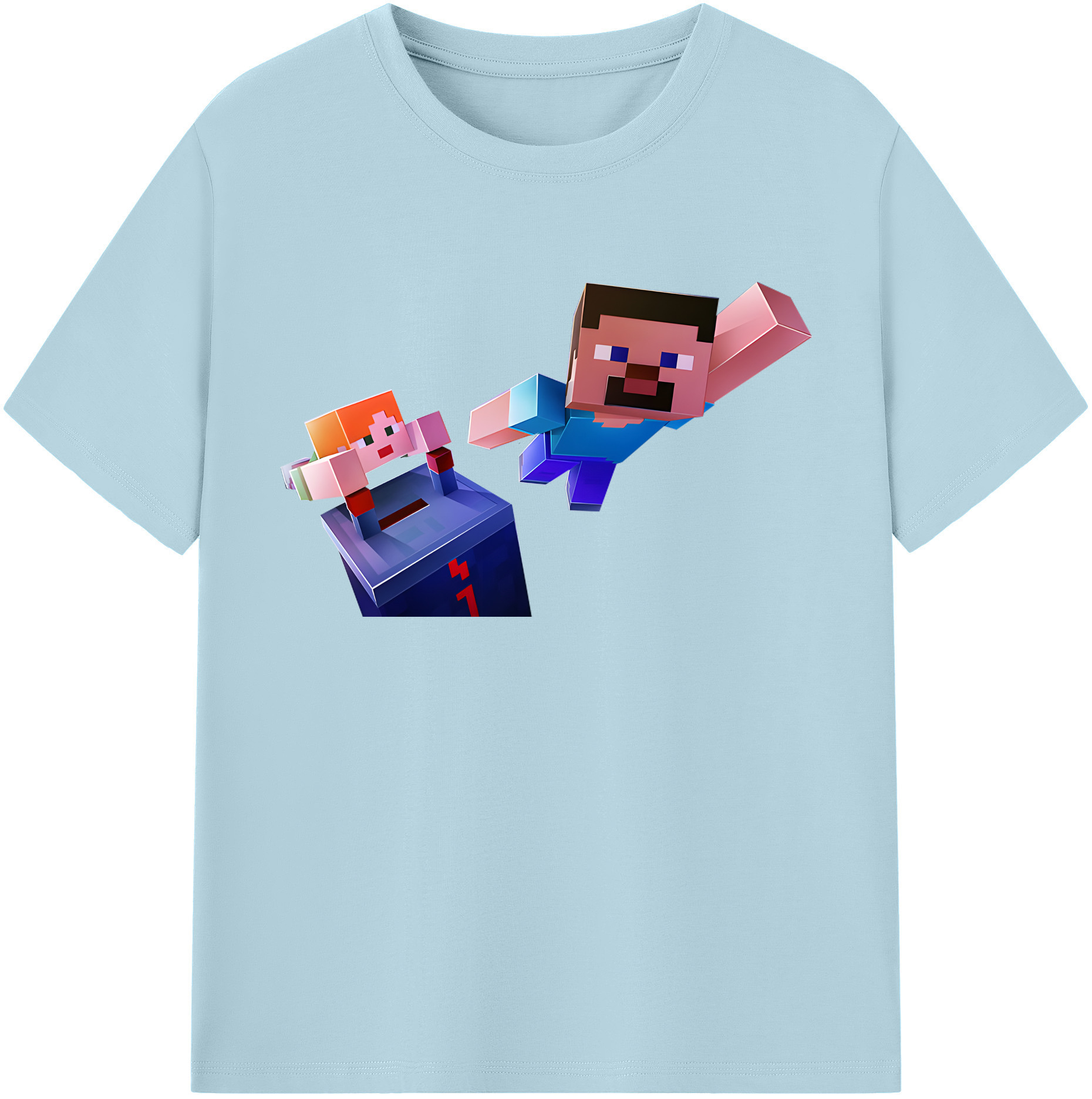 （画像用） マインクラフト ブロックの世界 Minecraft MC Block world 綿100％半袖Tシャツ（フロントプリント）